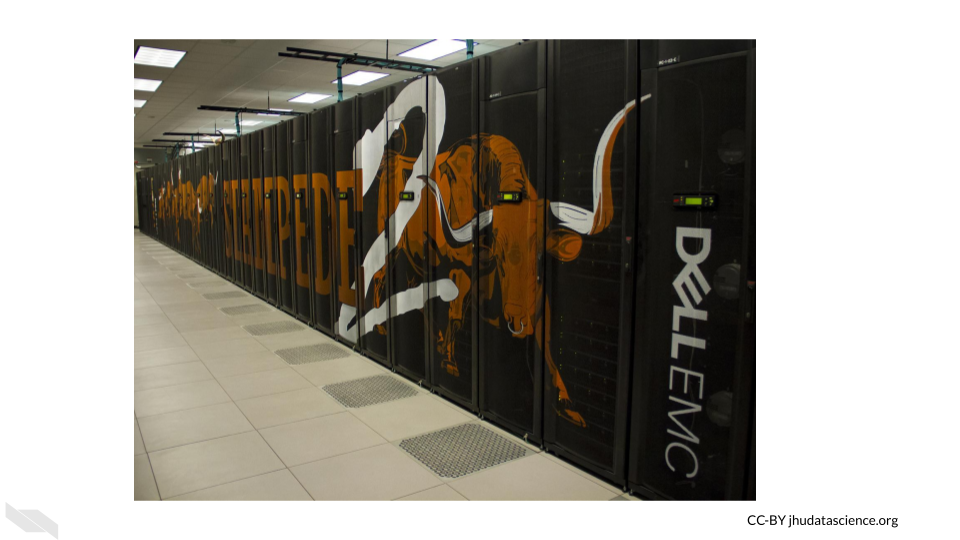 An image of Stampede2 one of the supercomputers that members of TACC could use.