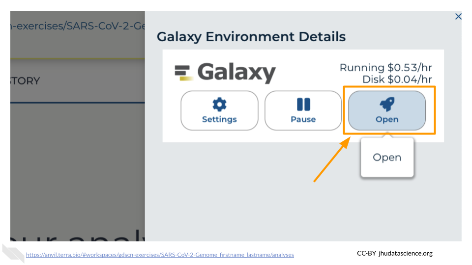 The Provisioning status text has changed to "Launch Galaxy" indicating the cloud environment is ready to use.